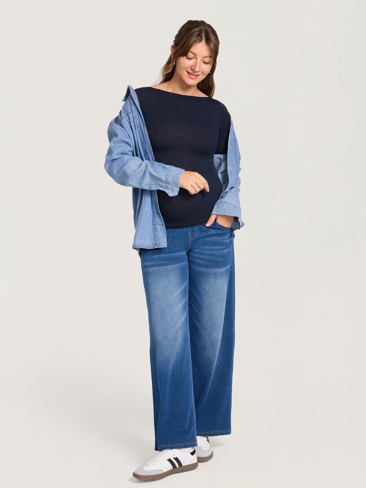 Ultralight Merino Wool Boatneck Maternity Top