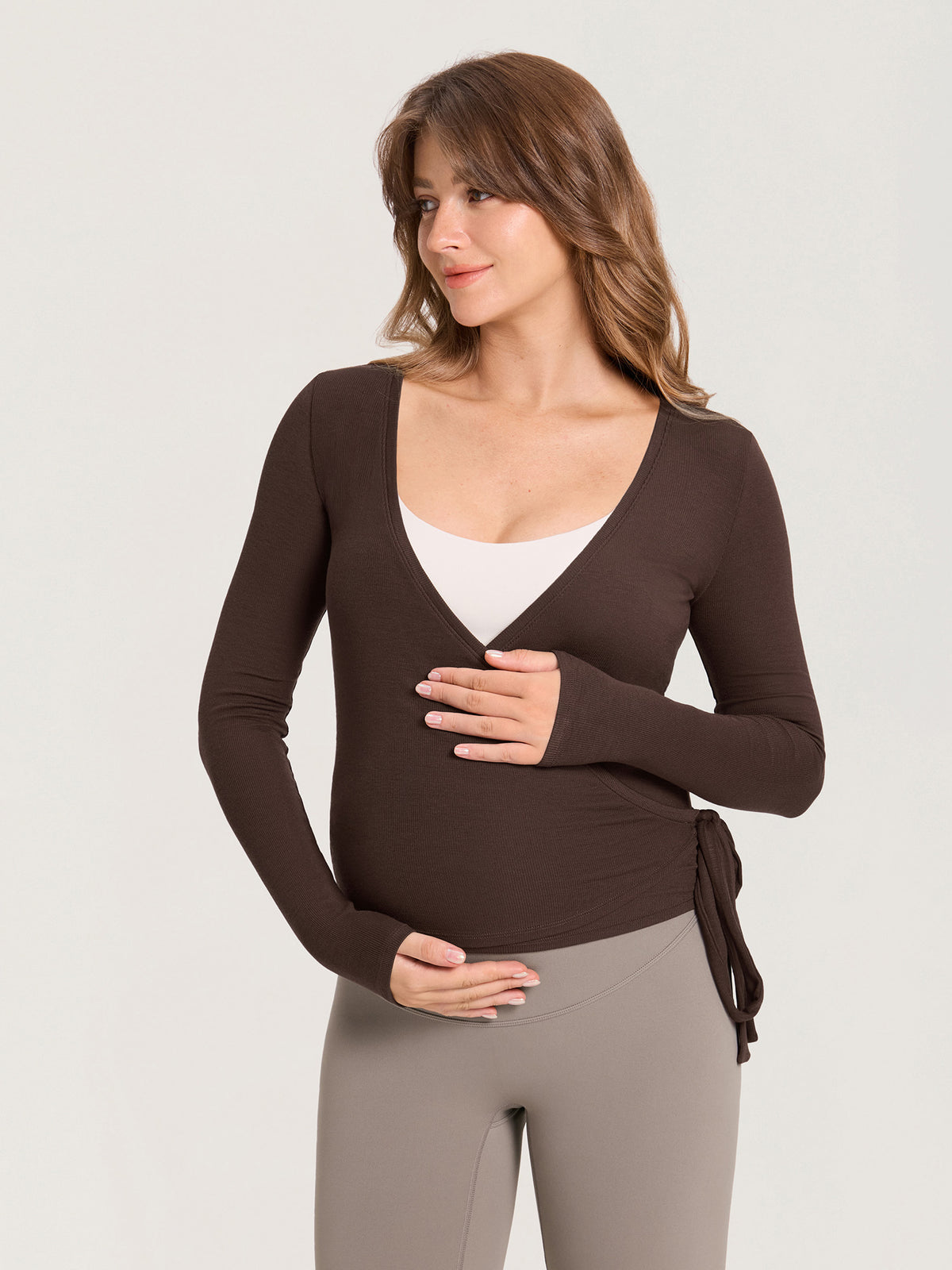 Modal Rib Knit Maternity Ballet Wrap Top